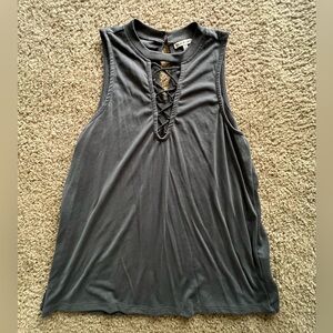 Gray Sleeveless Lace-Up Top🩶